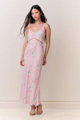 Annabeth Satin Floral Maxi Slip Dress