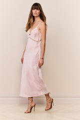 Annabeth Embroidered Satin Midi Dress