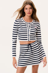 Avanette Striped Stretch Knit Cardigan