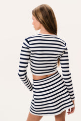 Avanette Striped Stretch Knit Cardigan