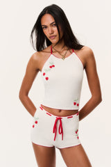 Nandie Crochet Cherry Mini Shorts