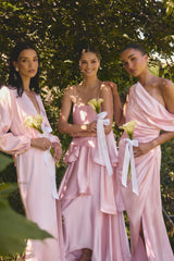 Isadora Off The Shoulder Gown in Pale Pink