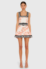 Lena Skort Romper in Hibiscus Dot