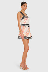 Lena Skort Romper in Hibiscus Dot