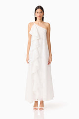 CURAAE Elen Ruffle Maxi Dress in White