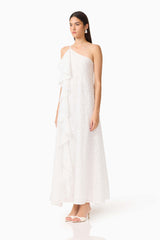 CURAAE Elen Ruffle Maxi Dress in White