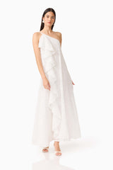 CURAAE Elen Ruffle Maxi Dress in White