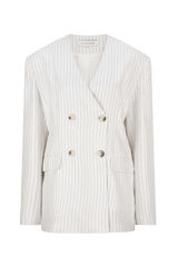CURAAE Harper Oversized Double Breasted Pinstripe Blazer In White