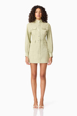 CURAAE Gretal Long Sleeve Mini Dress in Green