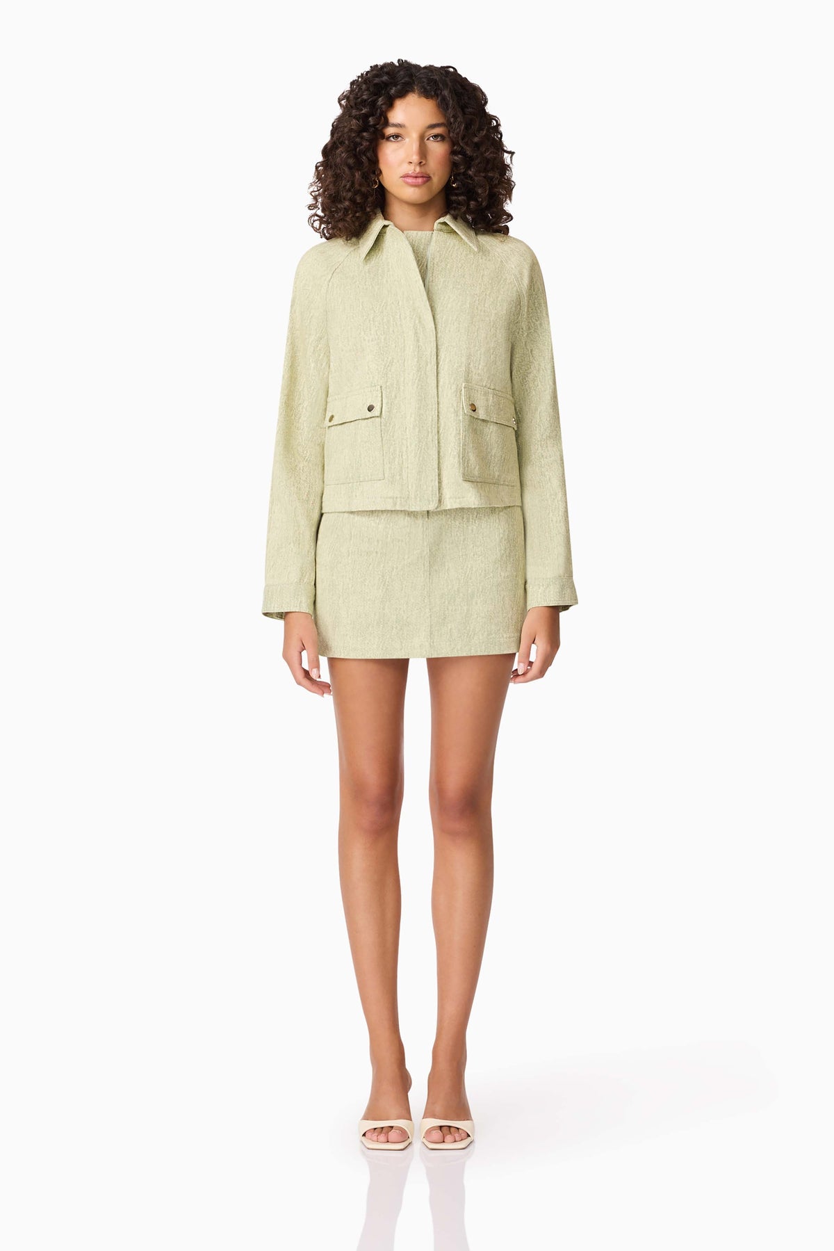 CURAAE Greta Jacket & Mini Skirt Set in Green