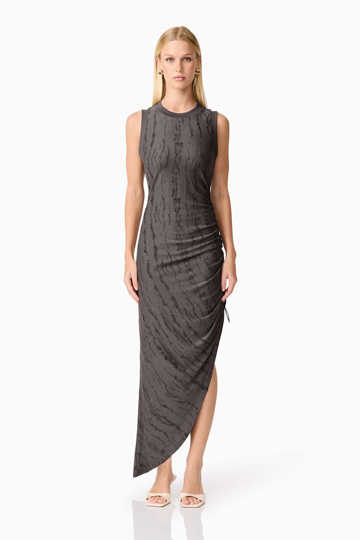 CURAAE Lavania Asymmetrical Midi Dress in Grey