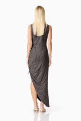 CURAAE Lavania Asymmetrical Midi Dress in Grey