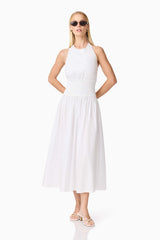CURAAE Belle Halter Midi Dress in White