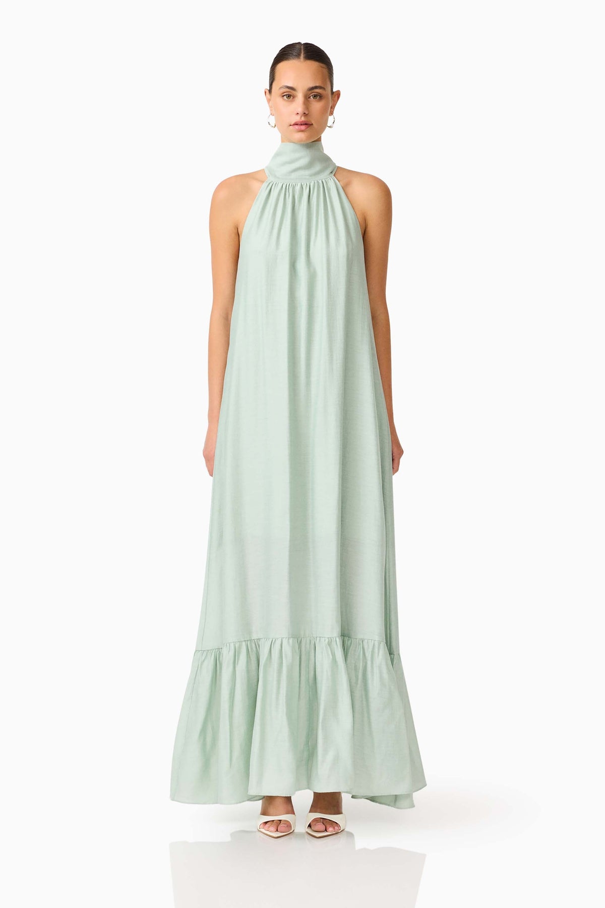 CURAAE Isaline Halter Maxi Dress in Sage Green