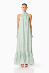 CURAAE Isaline Halter Maxi Dress in Sage Green