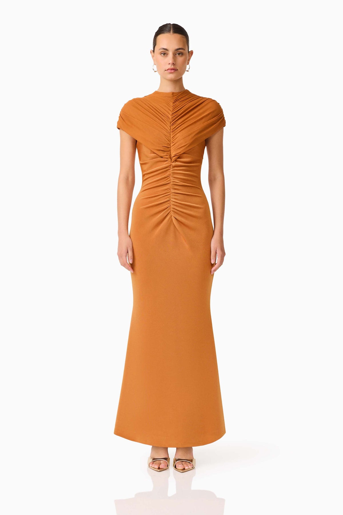 CURAAE Roya Maxi Dress in Caramel Brown