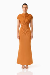 CURAAE Roya Maxi Dress in Caramel Brown