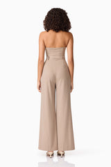 CURAAE Orlena Jumpsuit in Beige Stripe
