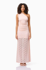 CURAAE Armelle Lace Maxi Dress in Pink