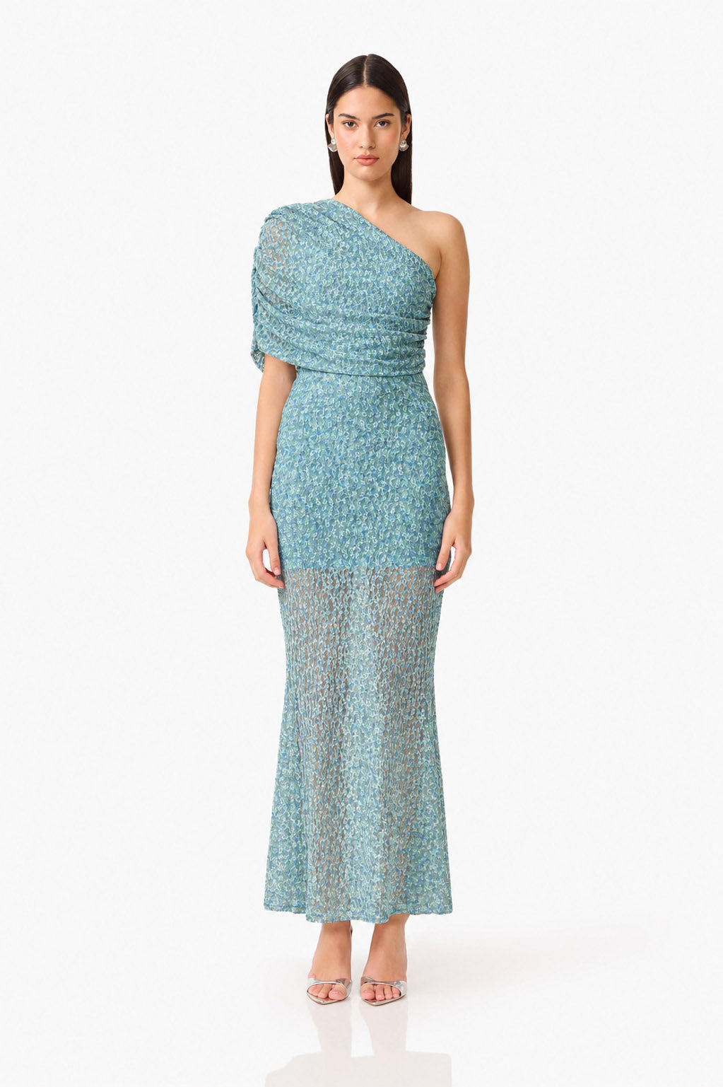 CURAAE Orel Asymmetric Maxi Dress in Blue