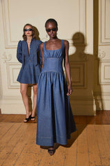 CURAAE Vana Denim Maxi Dress in Blue