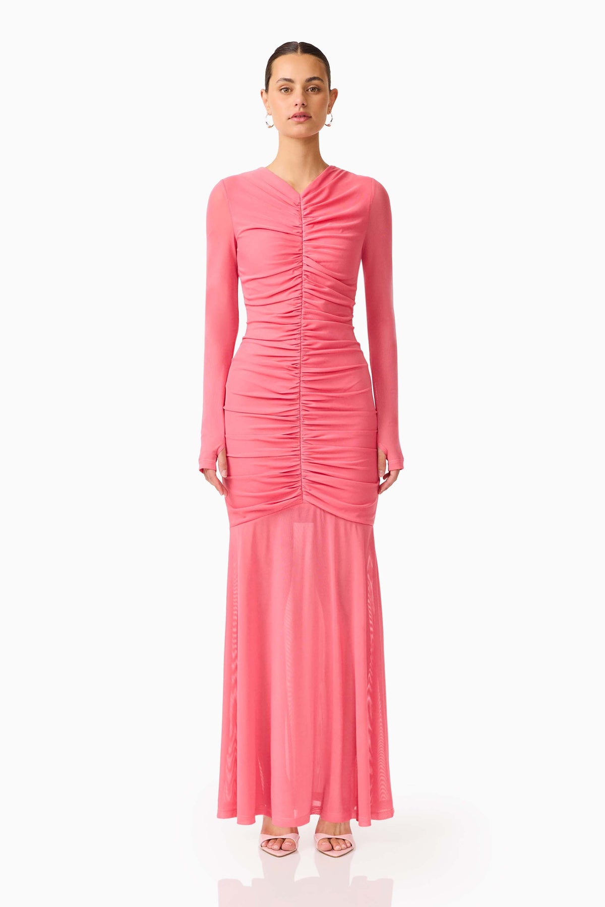 CURAAE Cleo Long Sleeve Maxi Dress in Pink