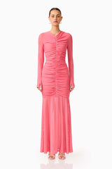 CURAAE Cleo Long Sleeve Maxi Dress in Pink