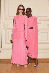 CURAAE Cleo Long Sleeve Maxi Dress in Pink