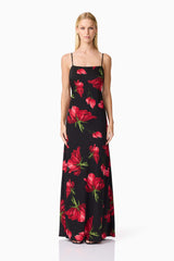 CURAAE Valetta Floral Maxi Dress in Black & Red