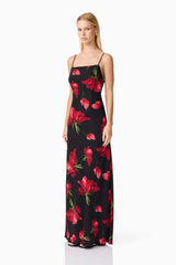 CURAAE Valetta Floral Maxi Dress in Black & Red