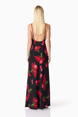 CURAAE Valetta Floral Maxi Dress in Black & Red