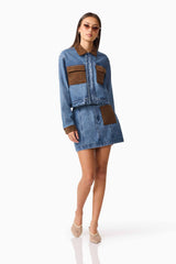 CURAAE Rhea Denim Jacket & Skirt Set