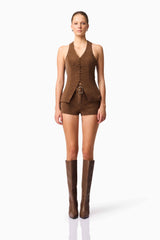 CURAAE Venus Suede Set in Brown