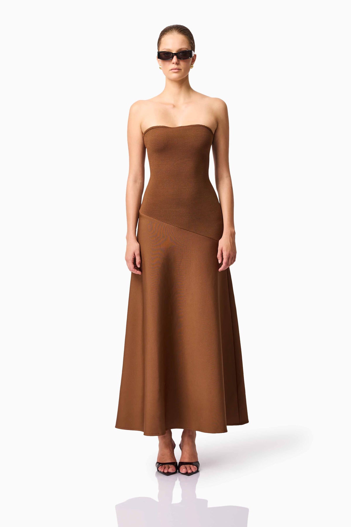 CURAAE Zahara Strapless Maxi Dress in Brown