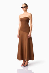 CURAAE Zahara Strapless Maxi Dress in Brown