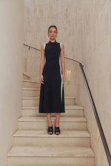 CURAAE Berlin Rib Knit Midi Dress in Black