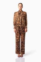 CURAAE Zali Blouse & Pants Set in Leopard Print