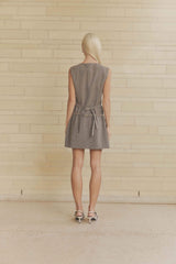 CURAAE Siena V Neck Mini Dress In Brown