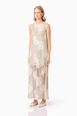 CURAAE Samieka Crochet Midi Dress in Beige