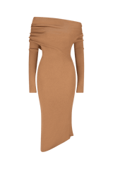 CURAAE Edin Knit Midi Dress In Brown