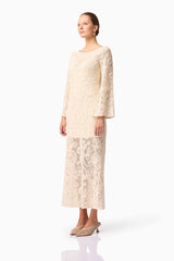 CURAAE Valentine Long Sleeve Maxi Dress in Beige