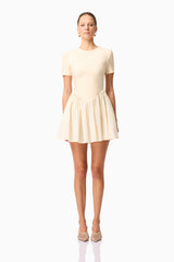 CURAAE Delia Short Sleeve Mini Dress in Cream