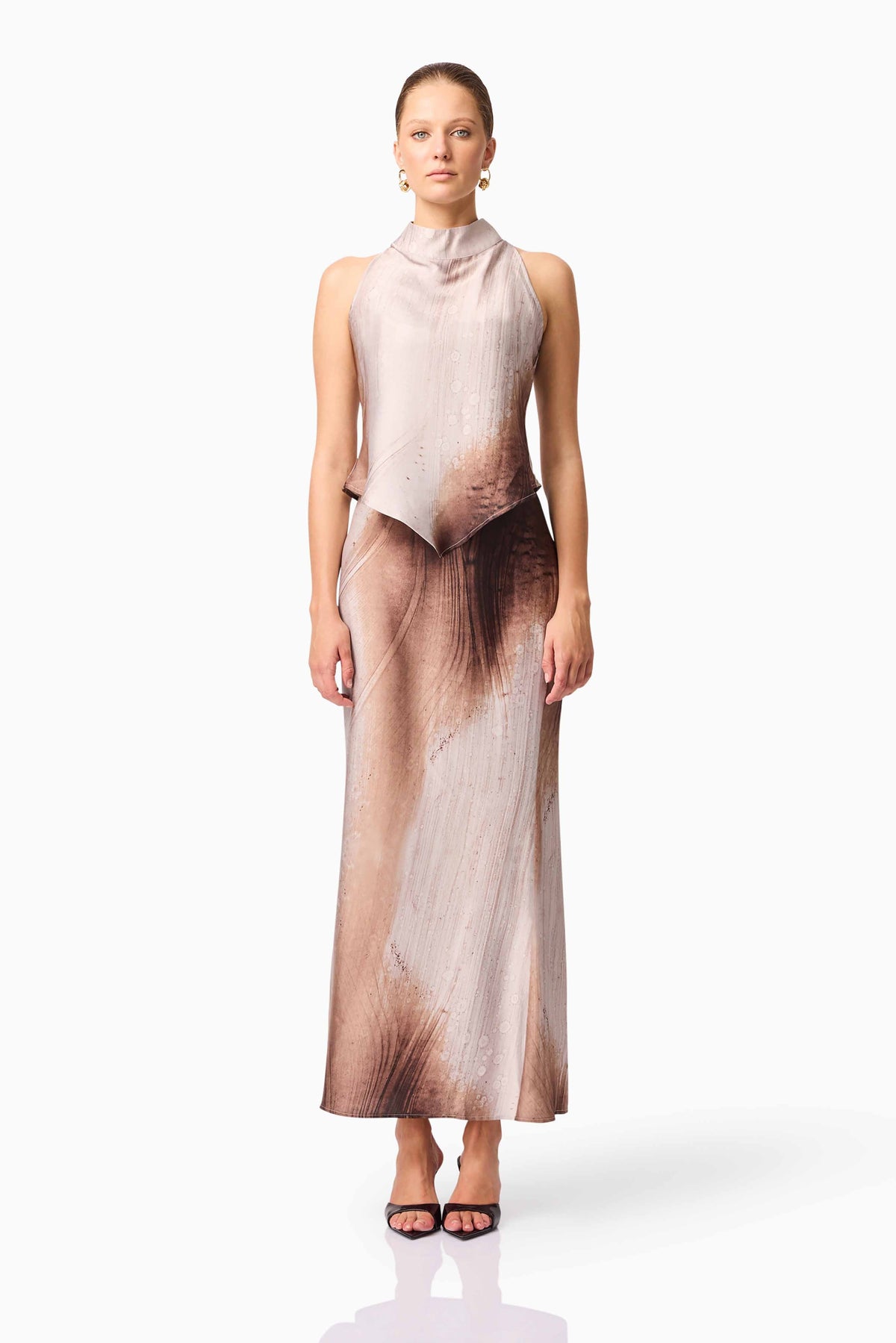CURAAE Orielle Top & Skirt Set in Brown