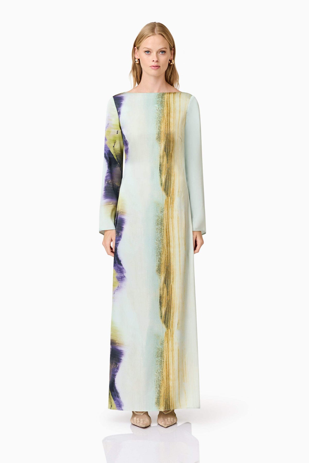 CURAAE Willow Satin Maxi Dress In Blue