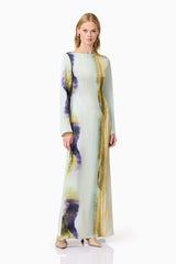 CURAAE Willow Satin Maxi Dress In Blue