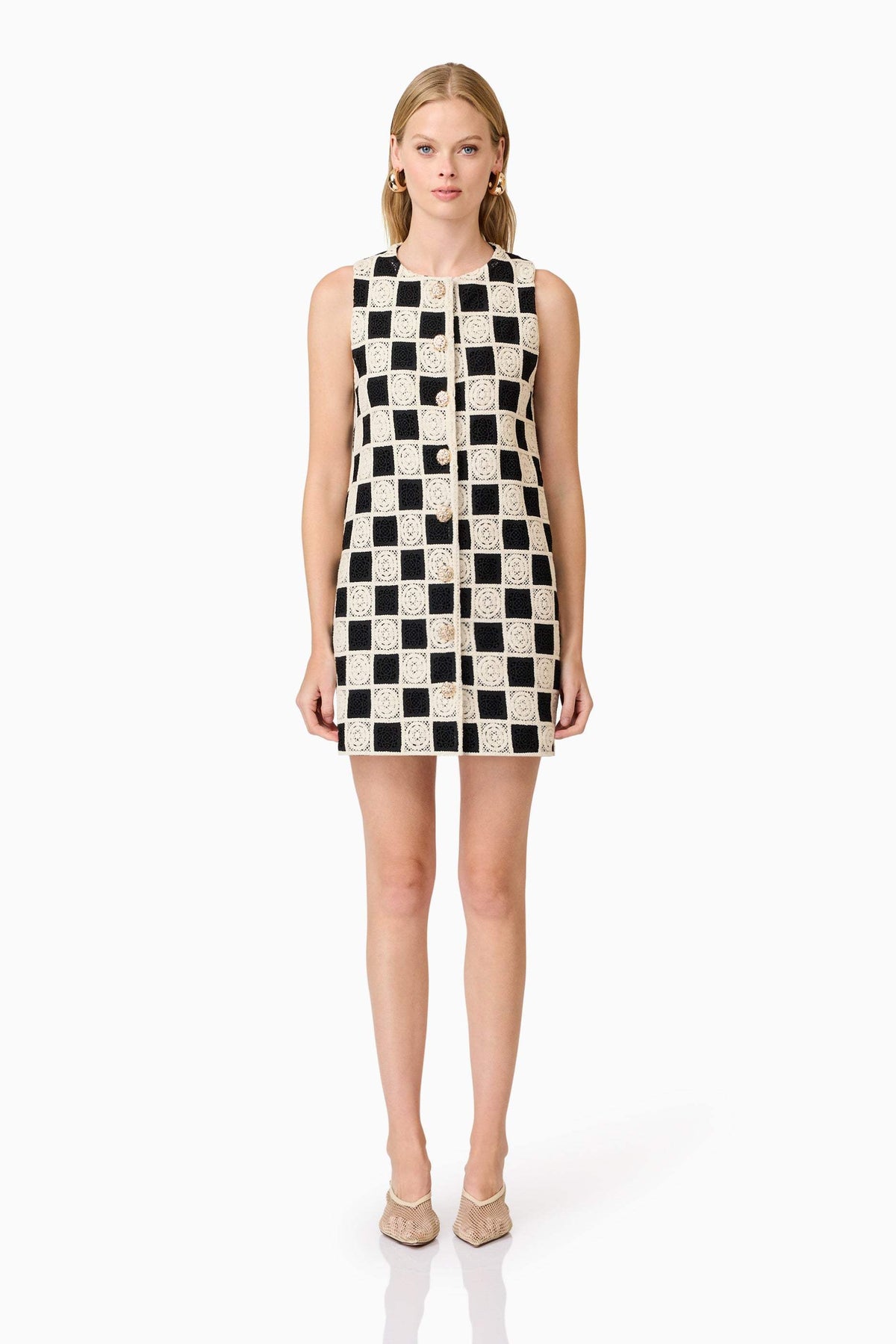 CURAAE Soho Crochet Mini Dress in Black & White