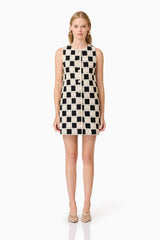 CURAAE Soho Crochet Mini Dress in Black & White