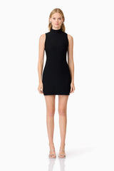 CURAAE Amyra Textured Stretch Mini Dress In Black