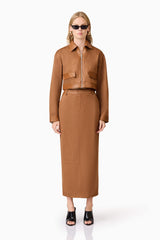 CURAAE Aroha Suede Cropped Jacket in Brown