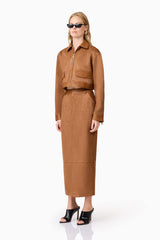 CURAAE Aroha Suede Cropped Jacket in Brown